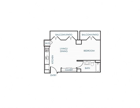 Floor plan for studio, 1 bath, 581 sqft